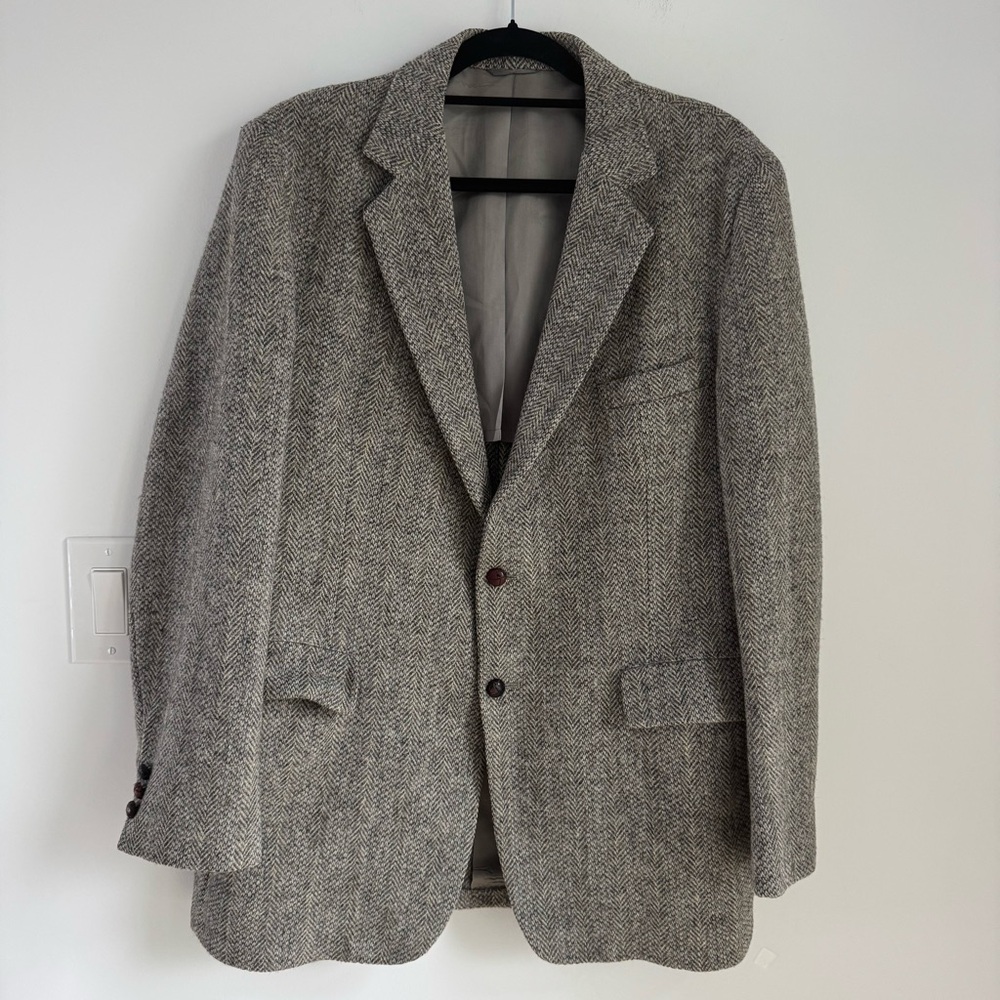 Vintage Harris Tweed Carson Pirie Scott Wool Herringbone Blazer Jacket Men’s 44L